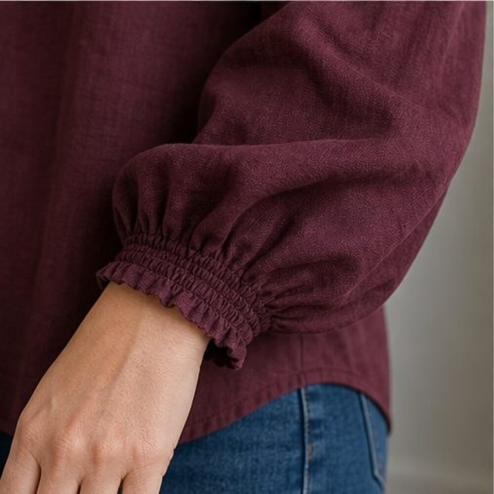 Burgundy Ruffle Blouse - Picture 5 of 6